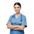 © rasel jpg - Smiling female nurse in blue scrubs with stethoscope isolated on transparent background