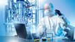 © Grispb - Biochemical research specialist analyzes samples in a sterile lab, operating equipment and recording experimental data to support industrial biotechnology processes.