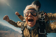 © ajr_images - Fun senior woman jumping off a plane with a parachute