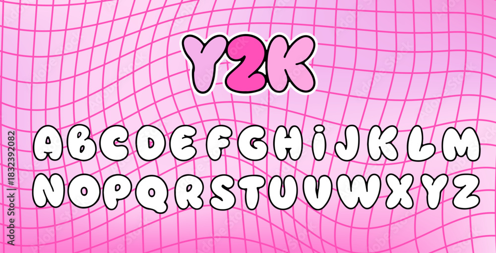 Praca wektorowa bez tantiem: Y2K-style vector typeface display ...