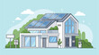 © Abu - Modern home powered by clean solar energy with charging station for electric vehicles shows sustainable living in a green community