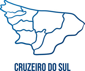 Naklejka na meble Cruzeiro do Sul Intermediate Geographic Region with municipalities simplified shape map