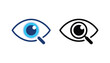 © Khuki - Eye magnifying glass icon. Eye magnifier icon. Pixel perfect icons. Magnifier with eye outline icon