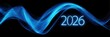 © victor - 2026 futuristic tech with glowing blue digital waves on dark background. New year innovation design representing cyber network.