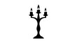 © New - Elegant candelabra silhouette with three burning candles minimalist vector illustration for decoration isolated on white background