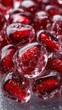 © pingpao - Glimmering red jelly-like shapes with embedded berries reflect light, creating a vibrant and appetizing visual display.