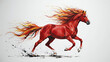 © Natalia - Red horse in motion, vibrant mane with colorful flames, dynamic painting, expressive art, energetic scene