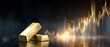 © setiadio - Gold bars with financial growth graph background