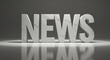 © SiWart - 3D word news in bold white letters on neutral gray background, symbolising media headline, breaking news and information concept, perfect for news portals, TV channel promos, journalism blogs