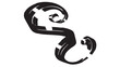 © SYAFI STUDIOS - Minimalist black brushstroke forming a flowing serpentine abstract shape and curve.