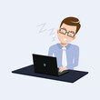 © creativediastudio - Tired Businessman Sleeping on Laptop at Office Desk