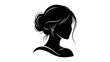 © Shahbaz - Silhouette of a woman with an elegant updo hairstyle and exposed shoulders in black and white design
