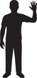 © mdnurujjaman - Black silhouette of a man waving hand on white background, vector