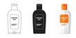 © Wasim - Winter spf sunscreen lotion bottles in Three styles vector set line art, silhouette and color version
