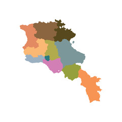  Armenia map with province area multicolor vector illustration design