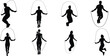 © Aporupa - Silhouetted people jumping rope diverse group exercising with jump ropes for fitness