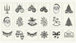 © Mahfuzar - Collection of vintage hand drawn christmas holiday icons isolated on white background