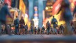 © maxximmm - The scene captures a crowd of people in Times Square, with men and women walking amidst vibrant, illuminated billboards. The bustling energy is evident as they navigate the busy st