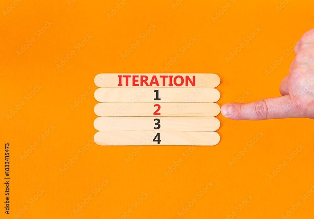 Hands Iteration Time to iteration 2 symbol. Concept word Iteration 1 2 3 4 on beautiful ...