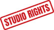 © Mahmud - Official looking red distressed rubber stamp displaying Studio Rights to designate intellectual property ownership and usage permissions for creative works