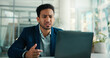 © peopleimages.com - Confused, employee and man with laptop, online and frustrated with financial loss or investment fail. Reading, digital report and stock market crash on website, upset and person with tech in business