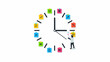 © Tegar - Clock Metaphor for Time Management with a Person Sticking Notes