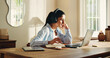 © peopleimages.com - Remote work, woman and laptop with headphones in home for audio transcription, editing or listening. Freelancer, transcriber and tech at desk for playback software, video recording and proofreading