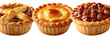 © Kursi - Three mini pies, one with lattice crust, one solid-topped, and one open-faced with a filling