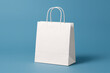 © Dakota Constantine - white paper shopping bag blue background mockup