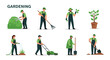 © Faisal - Eight gardeners performing various tasks around plants and soil
