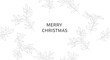 © Hubert - Minimalist 'Merry Christmas' greeting card design featuring a circular frame of delicate, hand-drawn leafy branches on a white background.