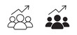 © Masuda Akthar - Team growth icon set in outline and silhouette style, representing business development, teamwork progress, workforce expansion, and leadership improvement, vector illustration.