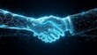 © Xisan world - Modern digital partnership handshake with glowing network effect for technology, future, innovation, and global business success