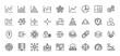 © PixeloAI - Data science and analytics line icon set. Vector pictograms of charts, graphs, algorithms, processes, and security, thin linear illustration.