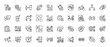 © PixeloAI - Business and technology line icon set. Vector pictograms of charts, security, learning, innovation, and teamwork, thin linear illustration.
