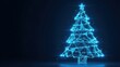 © UniqueStore - Blue digital plexus Christmas tree with star and lights glowing against a dark holiday