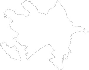  Azerbaijan Map Isolated Outline Stroke Vector Map Editable