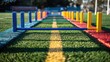© Suphawan - Colorful Training Equipment on a Sports Field with Obstacles for Athletes Preparing for Practice or Competition in an Outdoor Environment