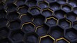 © wang - Close-up of black hexagonal pattern with gold outlines, showcasing a textured surface design