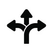 © Pure Pixels (PNG) - Three-way direction arrow sign icon vector illustration representing choice future path or decision concept black graphic