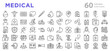 © RI Rafiq - Medical line icon set. Healthcare, doctor, nurse, hospital, pharmacy, medicine, pills, insurance, lab test, health awareness icons vector illustration. Editable pixel-perfect stroke