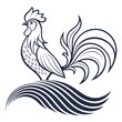 © Abu - Stylized Rooster Silhouette with Flowing Tail Feathers chicken bird