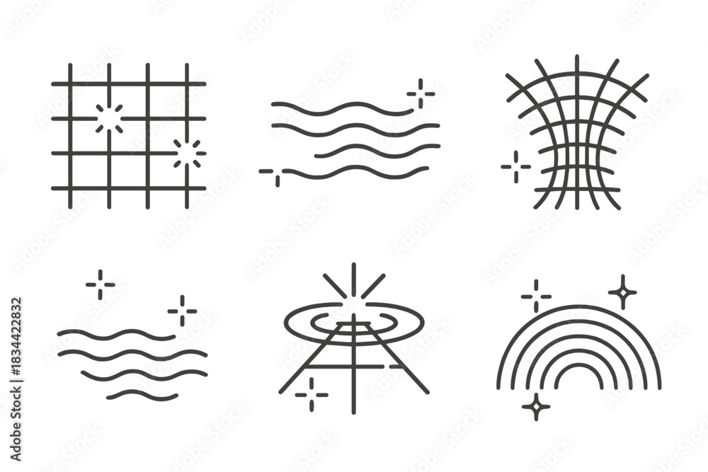 Luminous Pack Icon Luminous Network Icons. Line vector icons of tranquil luminous networks ...