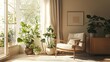 © Subir - Stylish neutral armchair in sunlit interior high resolution picture