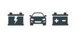 © Lily - Car battery icons showing electricity, car, and polarity for automotive power