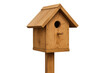 © Krtola  - Wooden birdhouse with a round entrance hole and perch, perfect for attracting birds to a garden, transparent background