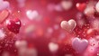 © Aleksandr - Beautiful abstract image featuring pink, red, and white 3D hearts with confetti and sparkles, evoking a romantic atmosphere perfect for Valentine's Day or love-themed designs.