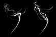 © wasan - Abstract white smoke rising on a black background, creating fluid shapes and elegant motion ideal for creative design, backgrounds, and artistic concepts in modern visual projects.