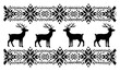 © Mago - Scandinavian knitted pattern border with reindeer silhouettes and nordic snowflake ornament vector illustration in sweater style
