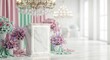 © Sibobek - Opulent presentation stand with pastel florals in a bright setting